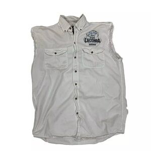 Vintage Sturgis Cut Off Motorcycle Button-up T-shirt Sz XL